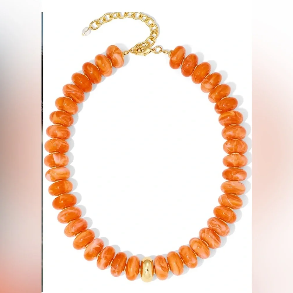 Statement Orange Beaded Necklace new